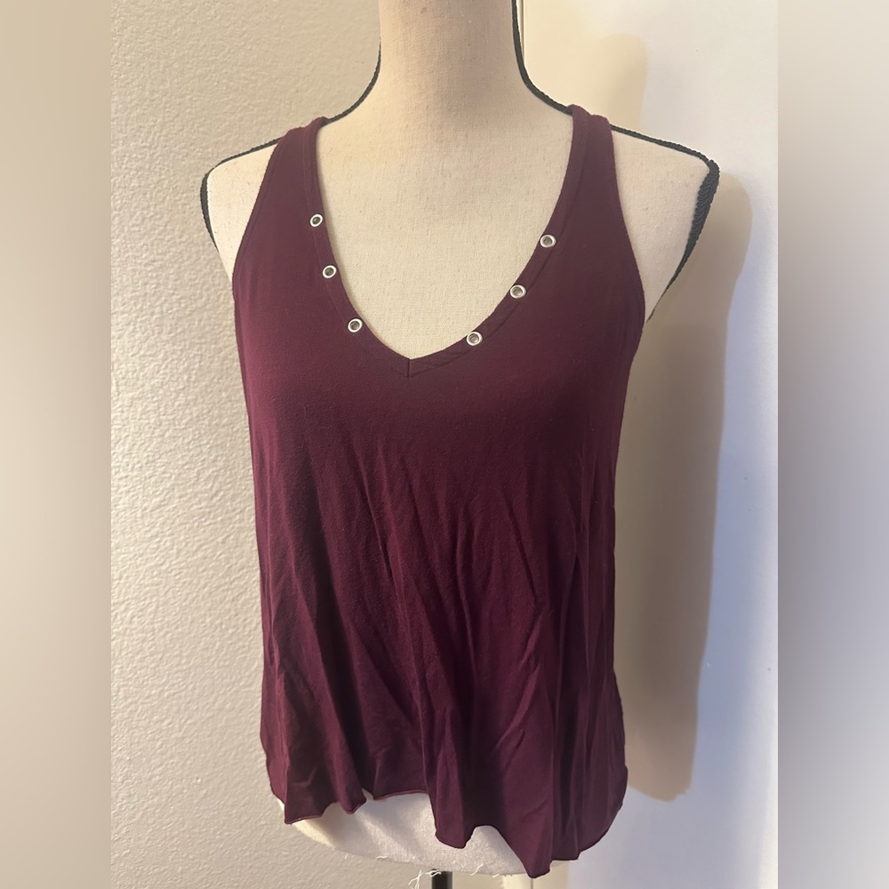 PINK Victoria's Secret burgundy Embellished Fitted Tank Top